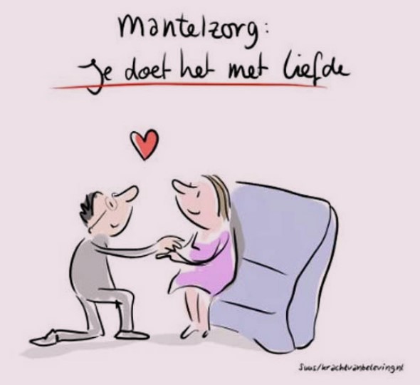cartoon "Mantelzorg, je doet het met liefde"