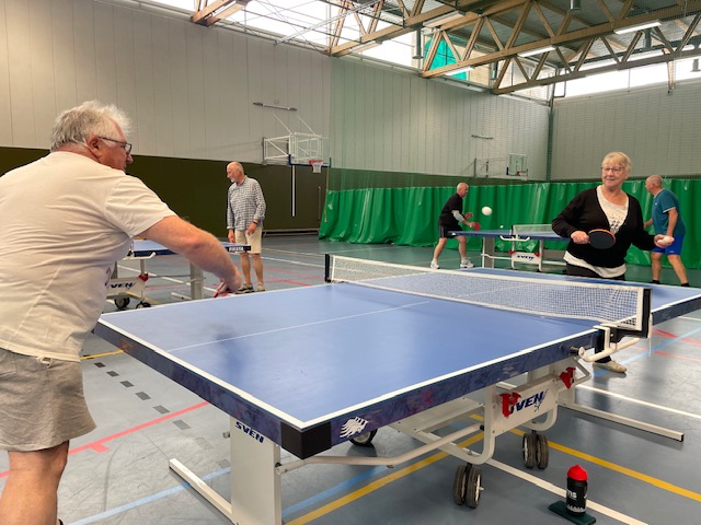 twee mensen spelen tafeltennis