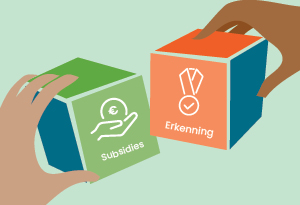 illustratie van handen die twee blokken vastnemen