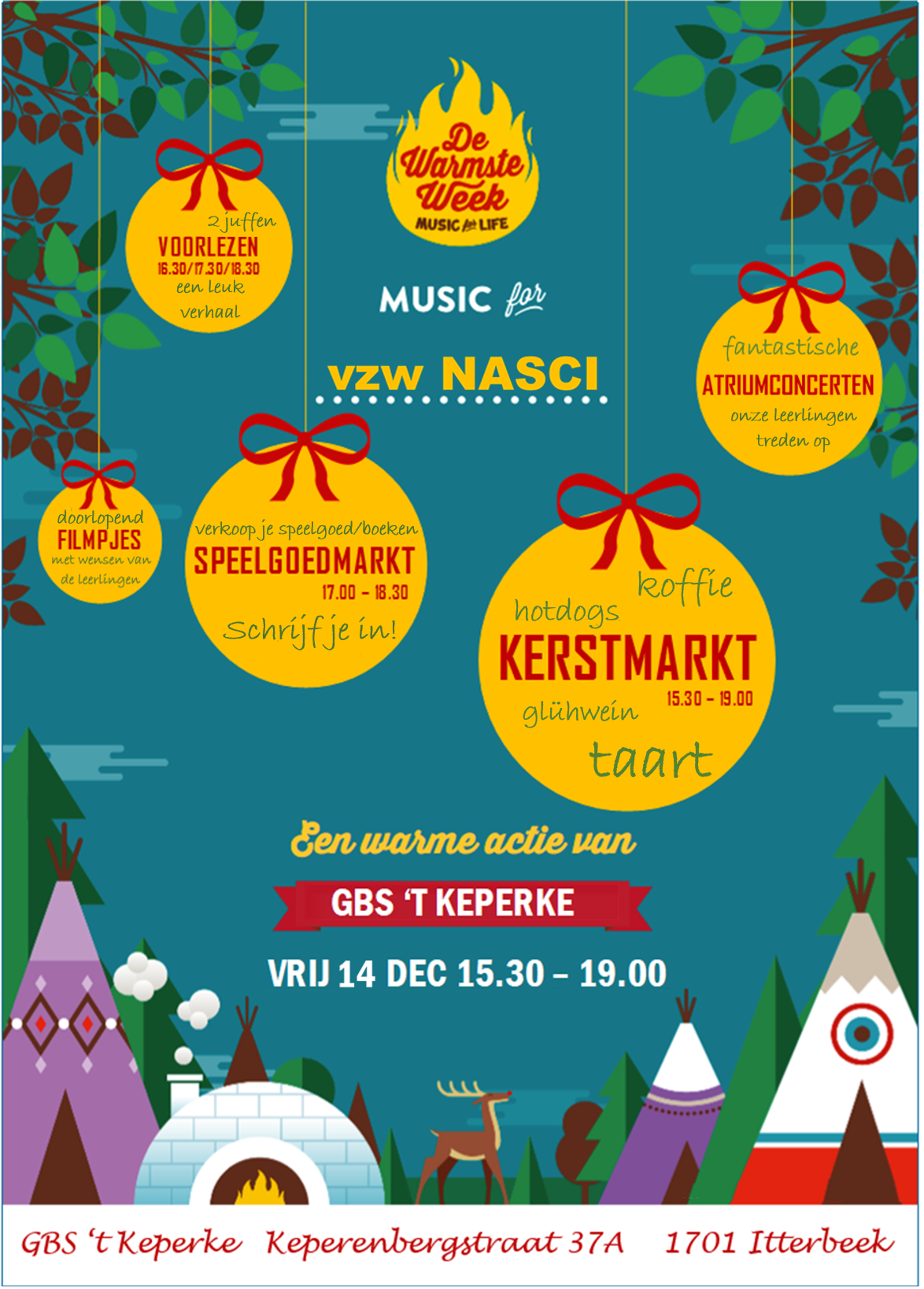 Welkom op onze kerstmarkt op 14 december van 16.00 uur tot 19.00 uur!