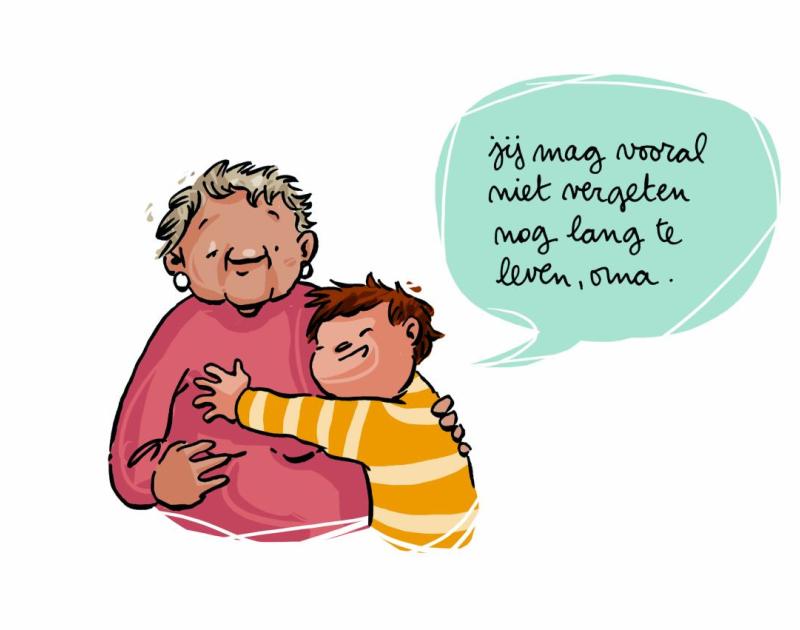 cartoon kleinkind met oma 