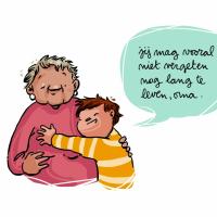 cartoon kleinkind met oma 